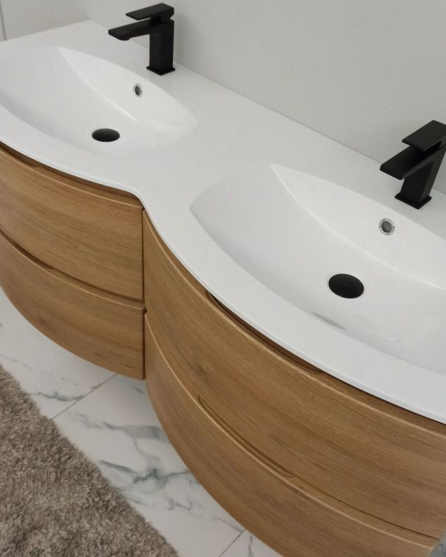 Mobile bagno sospeso Greta rovere naturale cm 140 con doppio