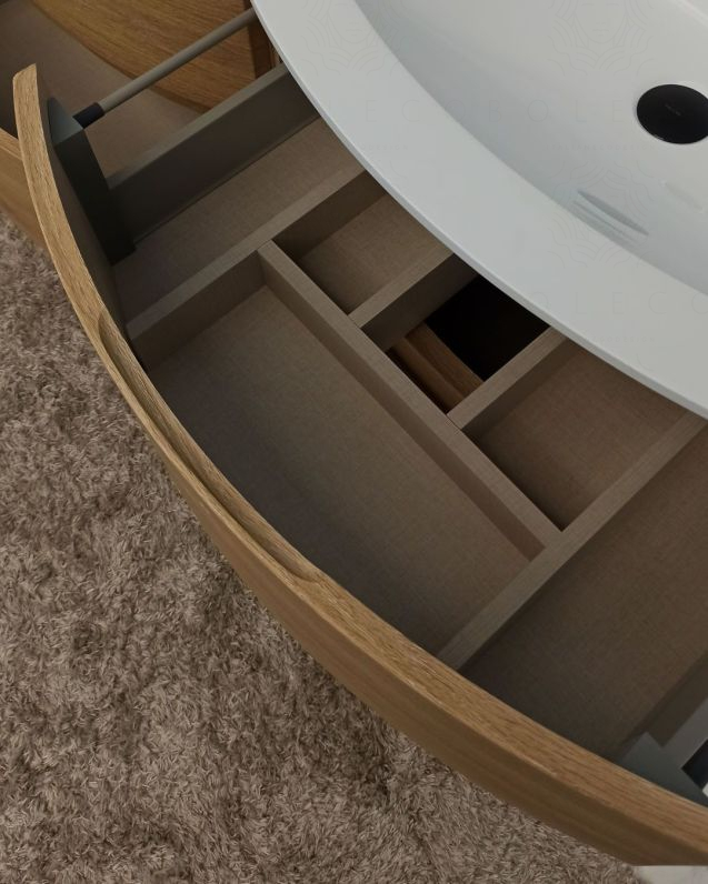 Mobile bagno sospeso Greta rovere naturale cm 140 con doppio