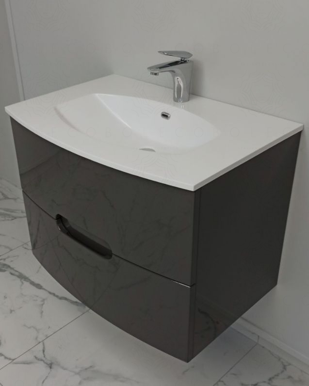 Mobile bagno sospeso Lady 74 cm antracite  - curvo