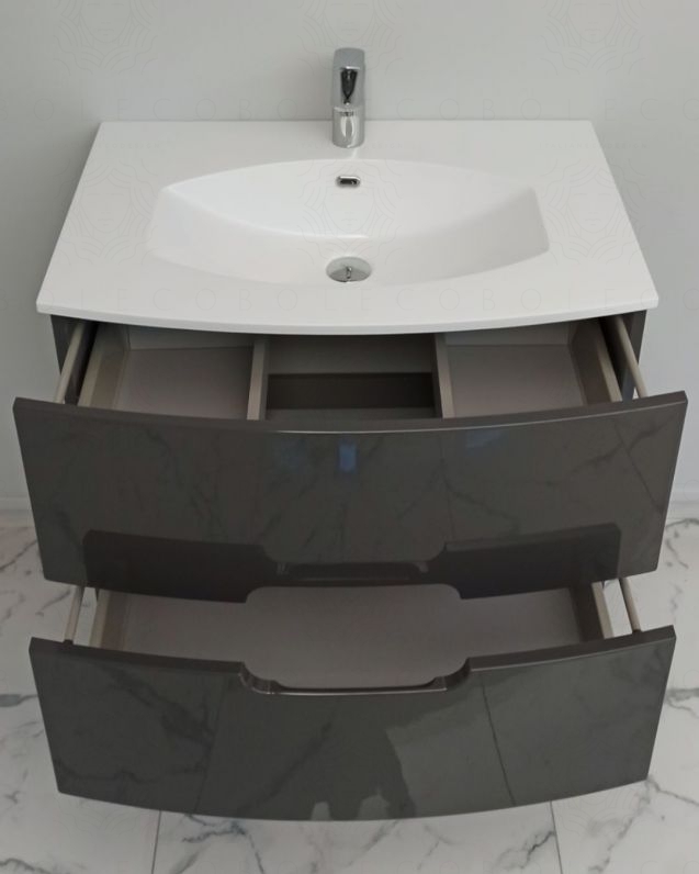 Mobile bagno sospeso Lady 74 cm antracite  - curvo