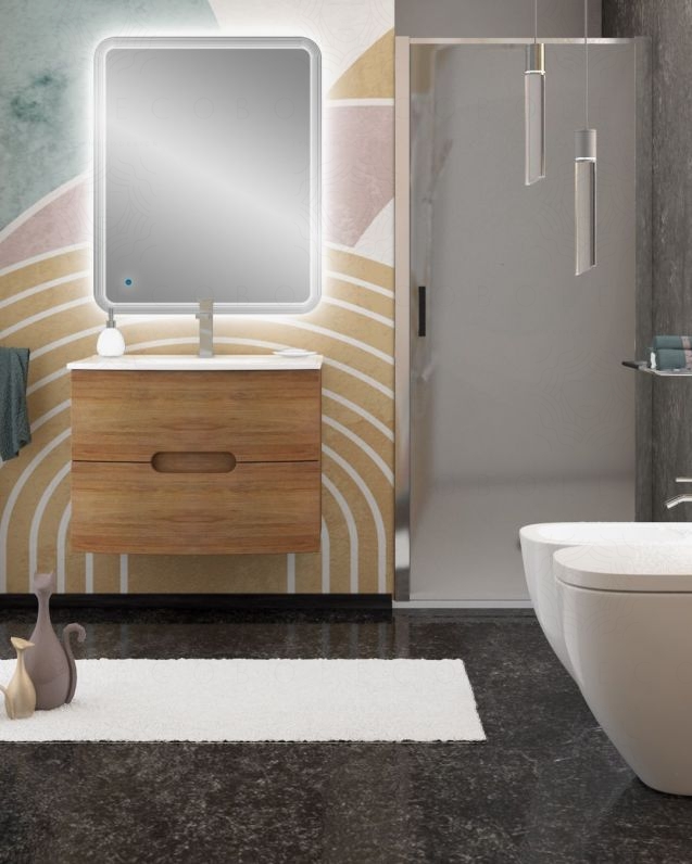 Mobile bagno sospeso Lady 74 cm rovere naturale  - curvo