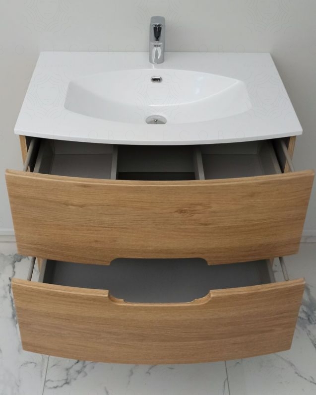 Mobile bagno sospeso Lady 74 cm rovere naturale  - curvo