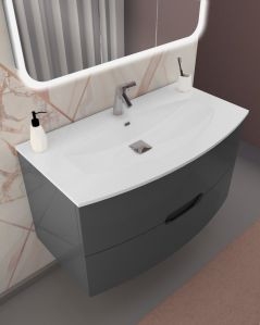 Mobile bagno sospeso Lady, curvo antracite cm.100