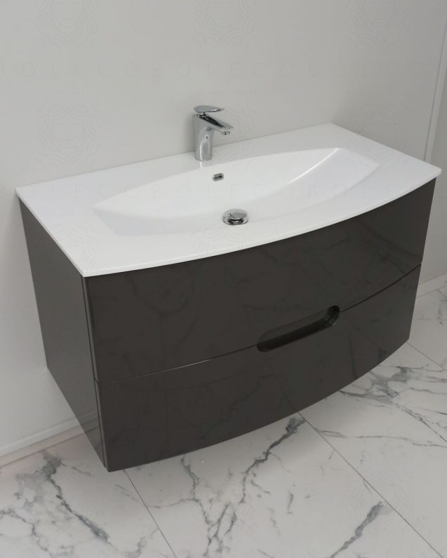 Mobile bagno sospeso Lady, curvo antracite cm.100