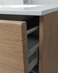 Mobile bagno sospeso Laday, curvo rovere cm.100