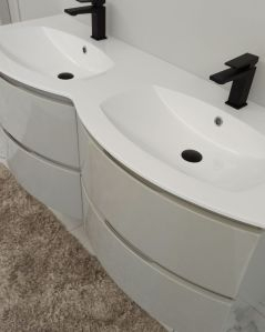 Mobile bagno sospeso Greta grigio lucido cm 140 con doppio