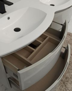 Mobile bagno sospeso Greta grigio lucido cm 140 con doppio