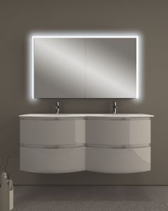 Mobile bagno sospeso Greta grigio lucido cm 140 con doppio