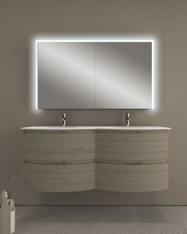 Mobile bagno sospeso Greta rovere grigio cm 140 con doppio