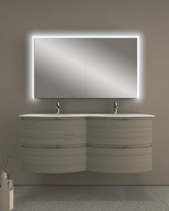 Mobile bagno sospeso Greta rovere grigio cm 140 con doppio