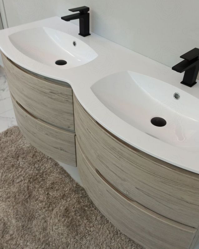 Mobile bagno sospeso Greta rovere grigio cm 140 con doppio