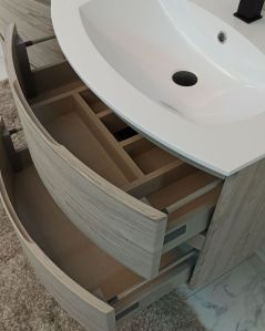 Mobile bagno sospeso Greta rovere grigio cm 140 con doppio