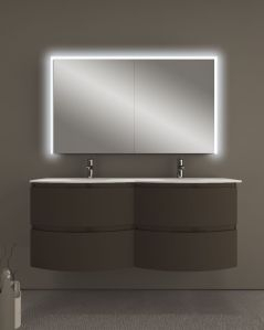 Mobile bagno sospeso Greta grigio vulcano cm 140 con doppio