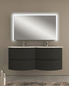 Mobile bagno sospeso Greta lavagna cm 140 con doppio lavabo in