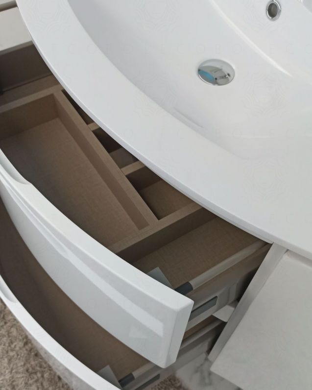 Mobile bagno sospeso Greta, curvo, cm.104 con specchio led Mobile bagno sospeso Greta, curvo, cm.104 con specchio led