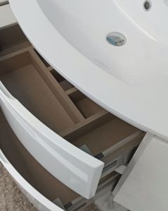 Mobile bagno sospeso Greta, curvo, cm.104 con specchio led