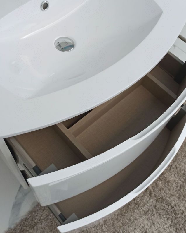 Mobile bagno sospeso Greta, curvo, cm.104 con specchio led Mobile bagno sospeso Greta, curvo, cm.104 con specchio led