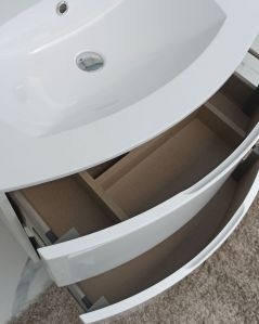 Mobile bagno sospeso Greta, curvo, cm.104 con specchio led