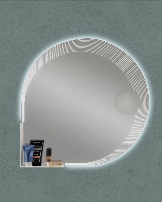 Mobile bagno sospeso Lady, curvo, cm.100 con specchio led Mobile bagno sospeso Lady, curvo, cm.100 con specchio led