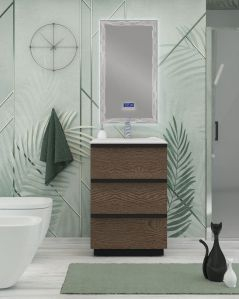 Mobile bagno a terra Ghibli 60 cm perla spatolato  tre cassetti e lavabo