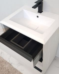 Mobile bagno a terra Ghibli 60 cm rovere bianco tre cassetti e