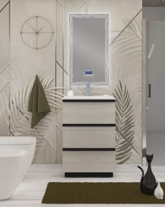 Mobile bagno a terra Ghibli 60 cm rovere bianco tre cassetti e lavabo