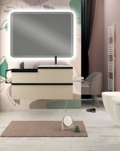 Mobile bagno sospeso Ghibli 115 cm perla spatolato con specchio led