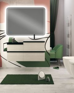 Mobile bagno sospeso Ghibli 115 cm rovere bianco con specchio led