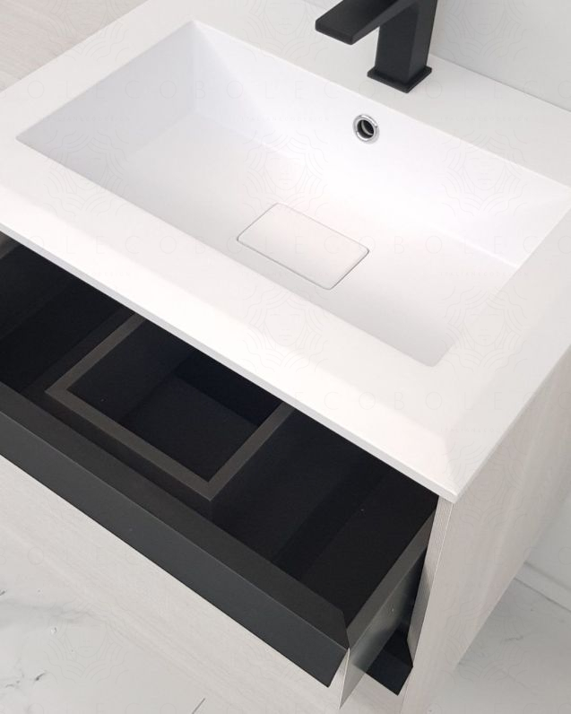 Mobile bagno sospeso Ghibli 115 cm rovere bianco con specchio led