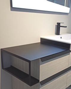 Mobile bagno sospeso Ghibli 115 cm rovere bianco con specchio led