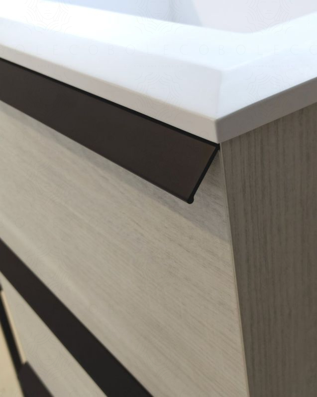 Mobile bagno sospeso Ghibli 115 cm rovere bianco con specchio led