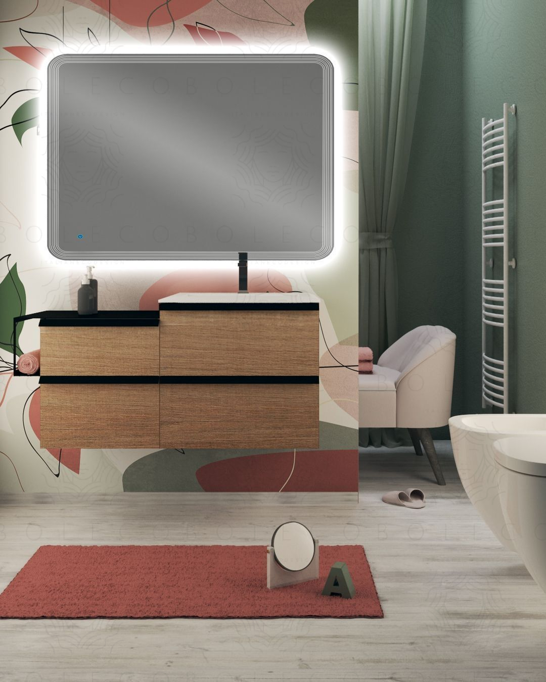 Mobile bagno sospeso Ghibli 115 cm rovere segato con specchio led Mobile bagno sospeso Ghibli 115 cm rovere segato con specchio led