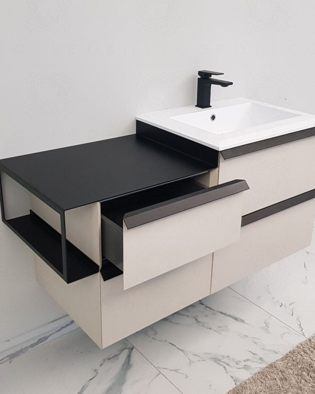 Mobile bagno sospeso Ghibli 115 cm perla spatolato con specchio Mobile bagno sospeso Ghibli 115 cm perla spatolato con specchio