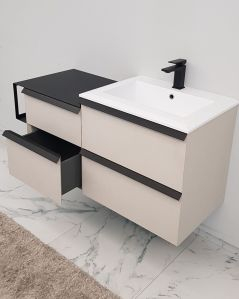 Mobile bagno sospeso Ghibli 115 cm perla spatolato con specchio led