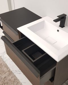 Mobile bagno sospeso Ghibli 115 cm rovere scuro con specchio led