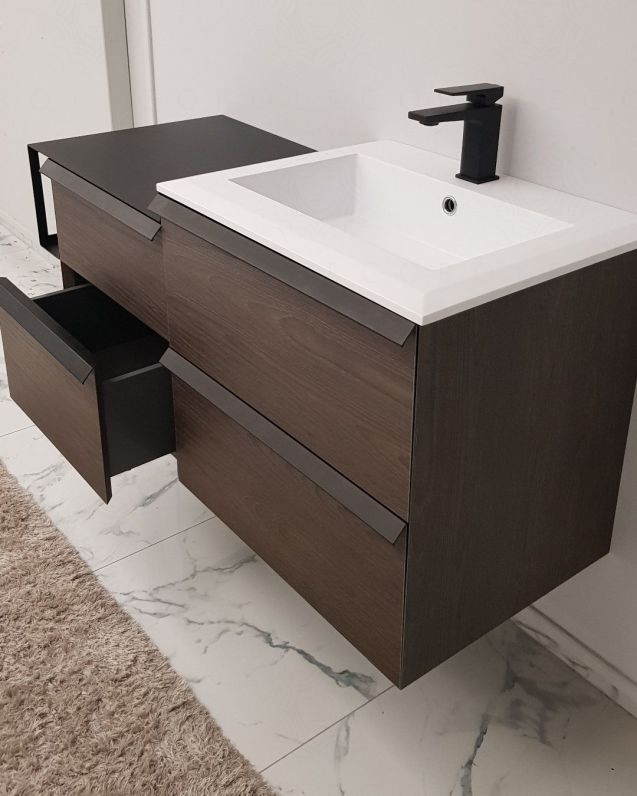 Mobile bagno sospeso Ghibli 115 cm rovere scuro con specchio led Mobile bagno sospeso Ghibli 115 cm rovere scuro con specchio led