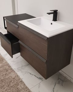 Mobile bagno sospeso Ghibli 115 cm rovere scuro con specchio led