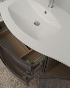 Mobile bagno curvo sospeso 105 cm antracite lucido e specchio