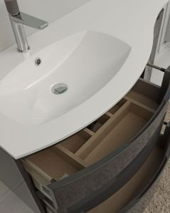 Mobile bagno curvo sospeso 105 cm antracite lucido e specchio