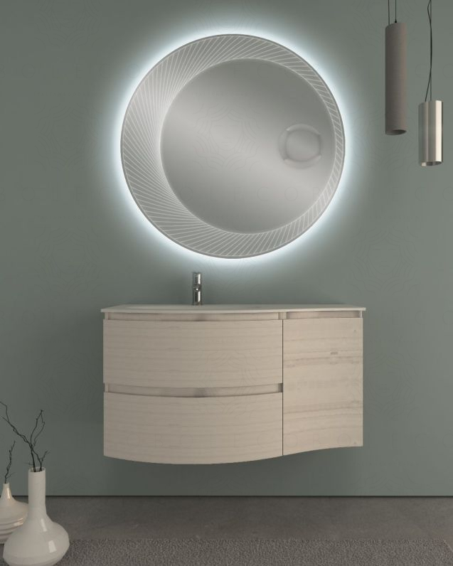 copy of Mobile bagno curvo sospeso 105 cm grigio lucido e