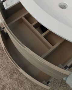 Mobile bagno curvo sospeso 105 cm rovere grigio e specchio led