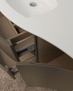 Mobile bagno curvo sospeso 105 cm grigio vulcano e specchio led