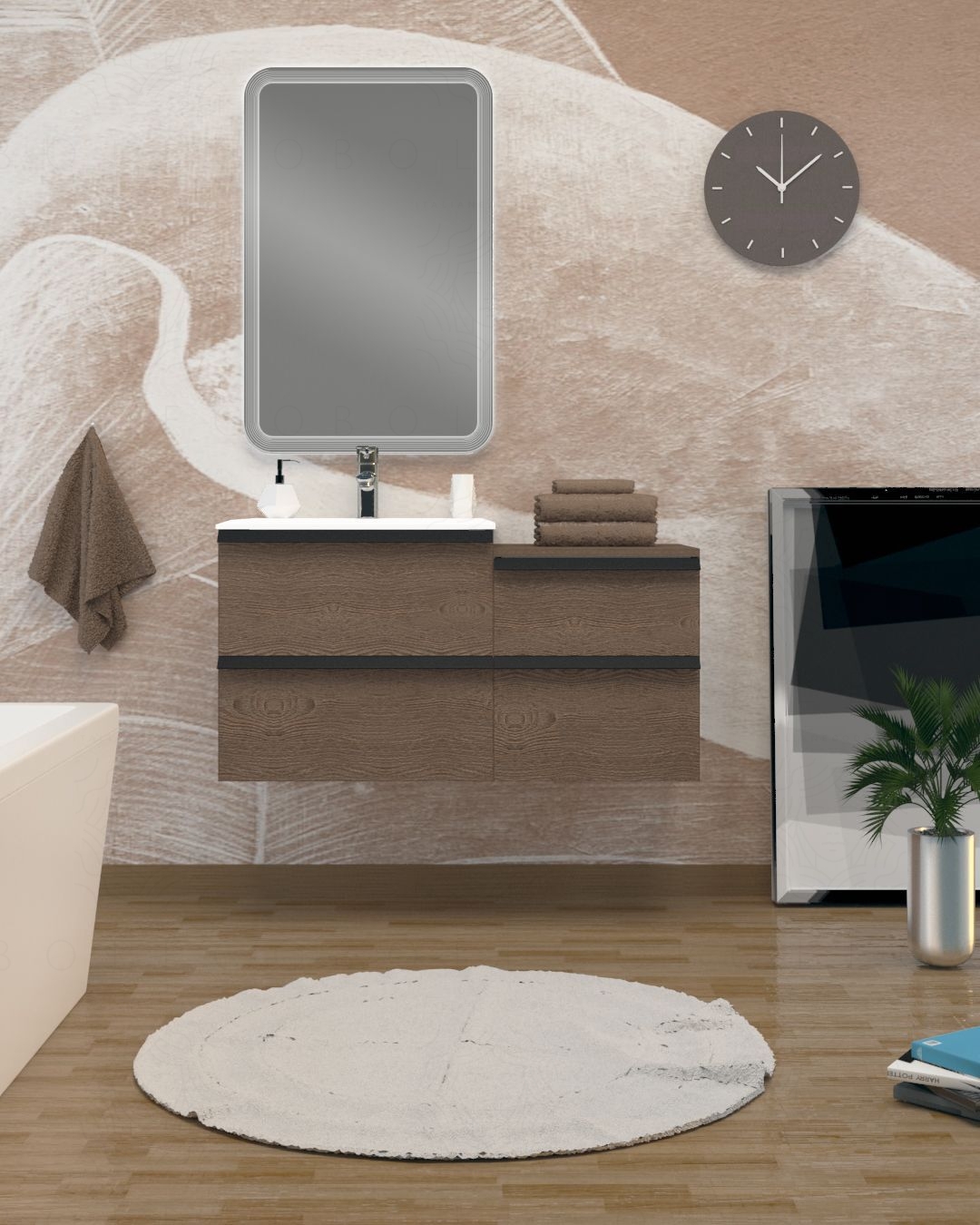 Mobile bagno sospeso Ghibli cm.105 con specchio led Mobile bagno sospeso Ghibli cm.105 con specchio led