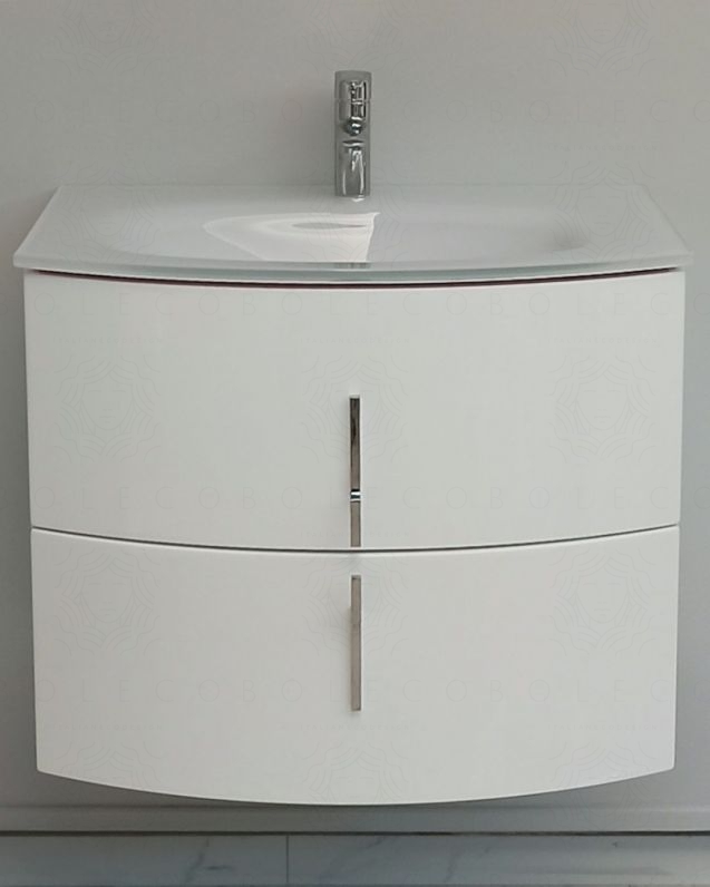 Mobile bagno sospeso Jane cm 70 bianco lucido e specchio led - curvo Mobile bagno sospeso Jane cm 70 bianco lucido e specchio led - curvo