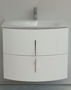 Mobile bagno sospeso Jane cm 70 bianco lucido e specchio led - curvo
