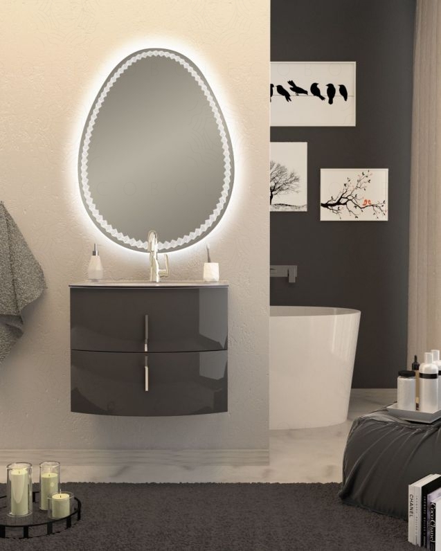 Mobile bagno sospeso Jane cm 70 antracite e specchio led - curvo Mobile bagno sospeso Jane cm 70 antracite e specchio led - curvo