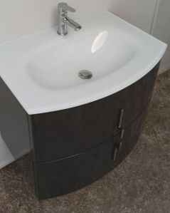 Mobile bagno sospeso Jane cm 70 antracite e specchio led - curvo