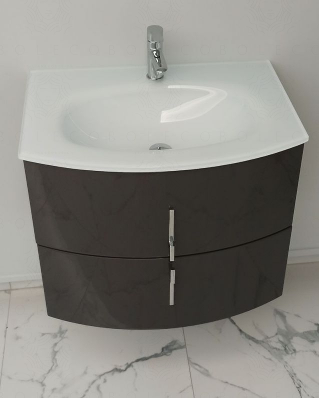 Mobile bagno sospeso Jane cm 70 antracite e specchio led - curvo Mobile bagno sospeso Jane cm 70 antracite e specchio led - curvo