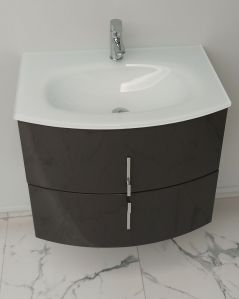 Mobile bagno sospeso Jane cm 70 antracite e specchio led - curvo