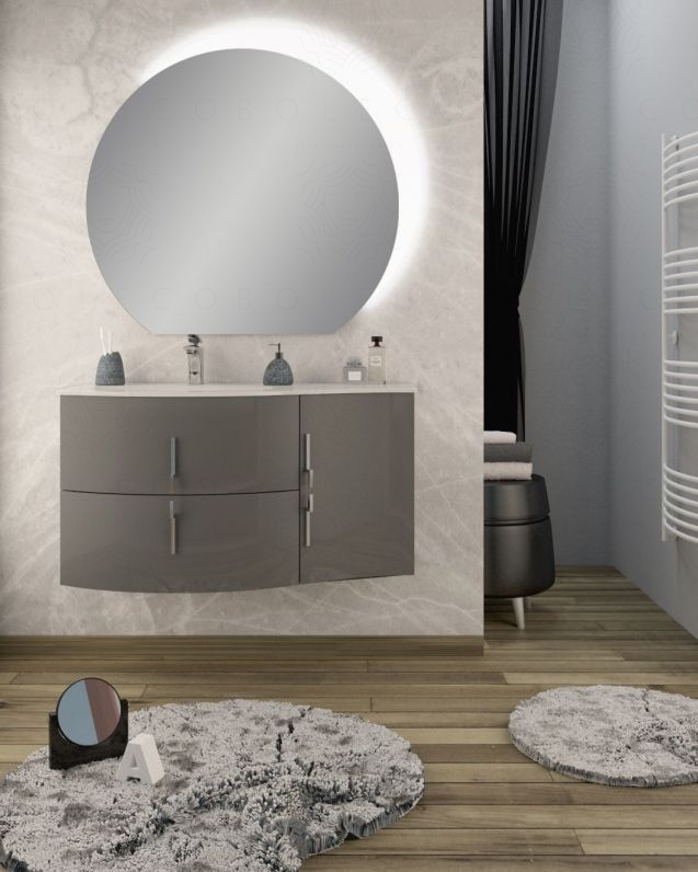 copy of Mobile bagno sospeso Jane cm 105 curvo antracite e specchio led
